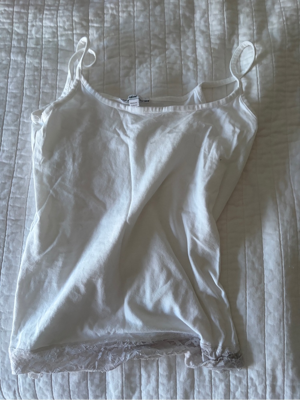 Women's White Lace-Hem Cami Tank Top